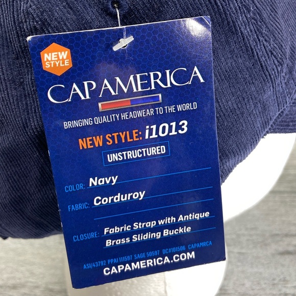 Cap America Trolls Spellout Navy Blue Corduroy Adjustable StrapBack Hat NWT - Picture 2 of 14